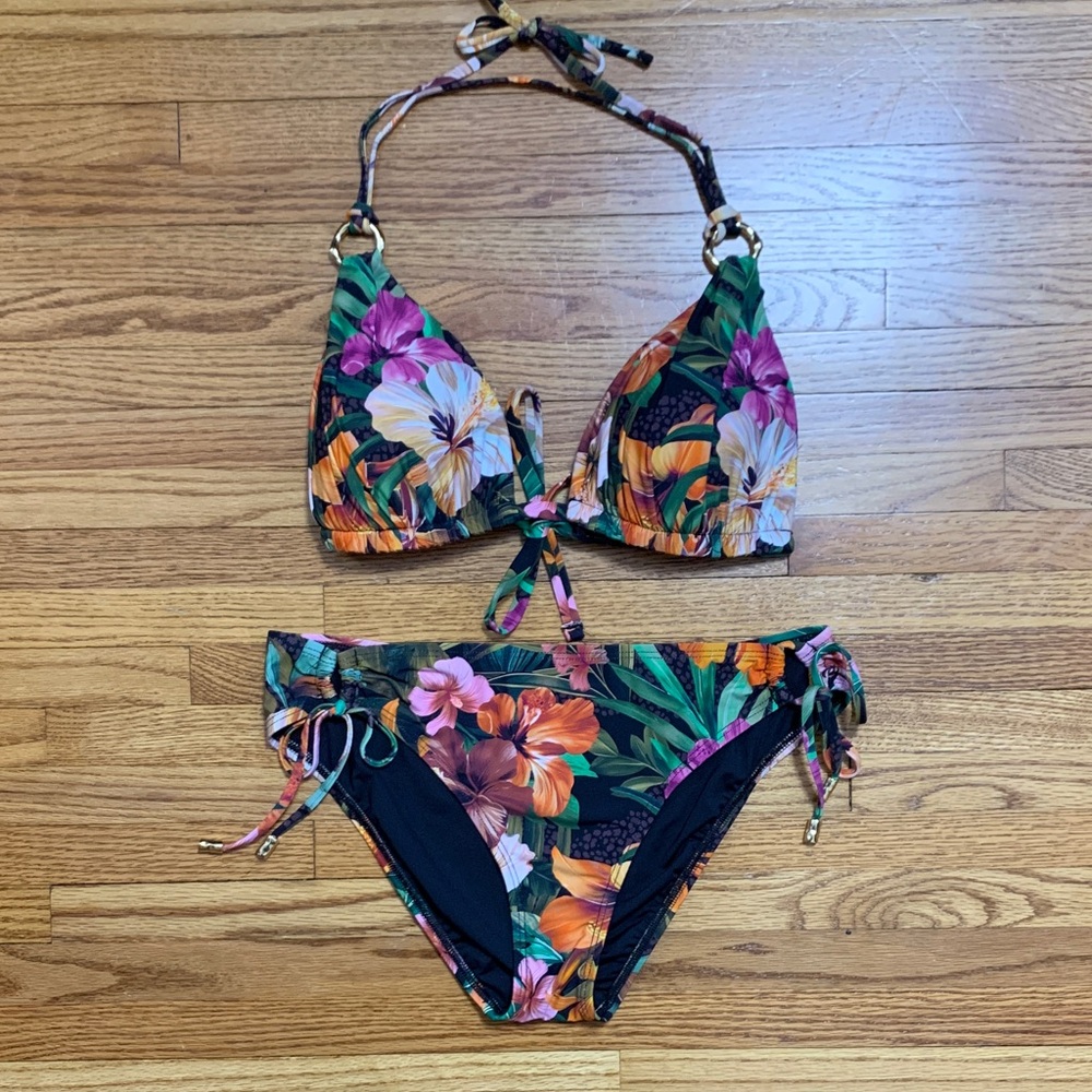 La Blanca swimsuit - jungle print bikini set, leopard floral tropical hideaway